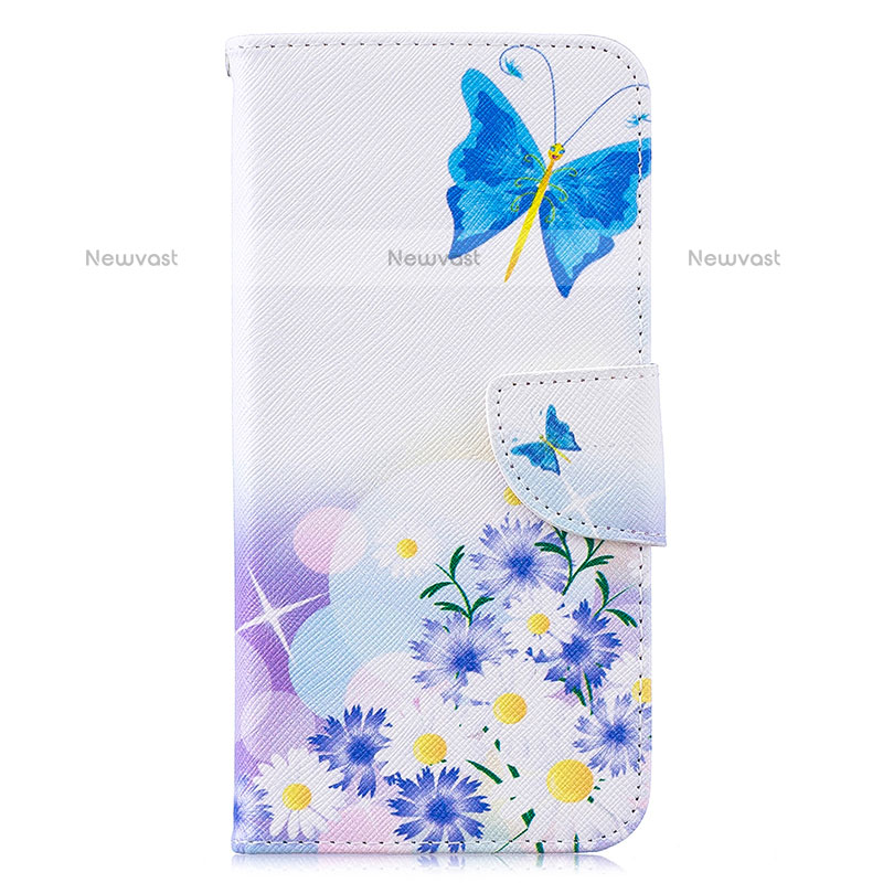 Leather Case Stands Fashionable Pattern Flip Cover Holder B01F for Samsung Galaxy M10 Blue