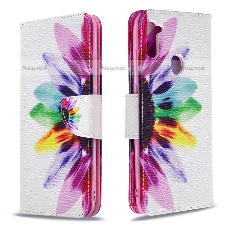 Leather Case Stands Fashionable Pattern Flip Cover Holder B01F for Samsung Galaxy M11