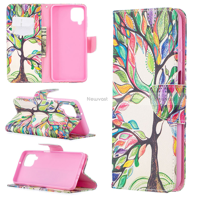 Leather Case Stands Fashionable Pattern Flip Cover Holder B01F for Samsung Galaxy M12