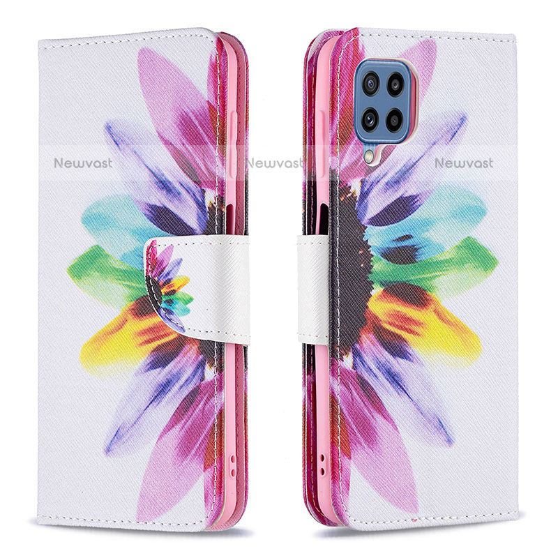 Leather Case Stands Fashionable Pattern Flip Cover Holder B01F for Samsung Galaxy M32 4G