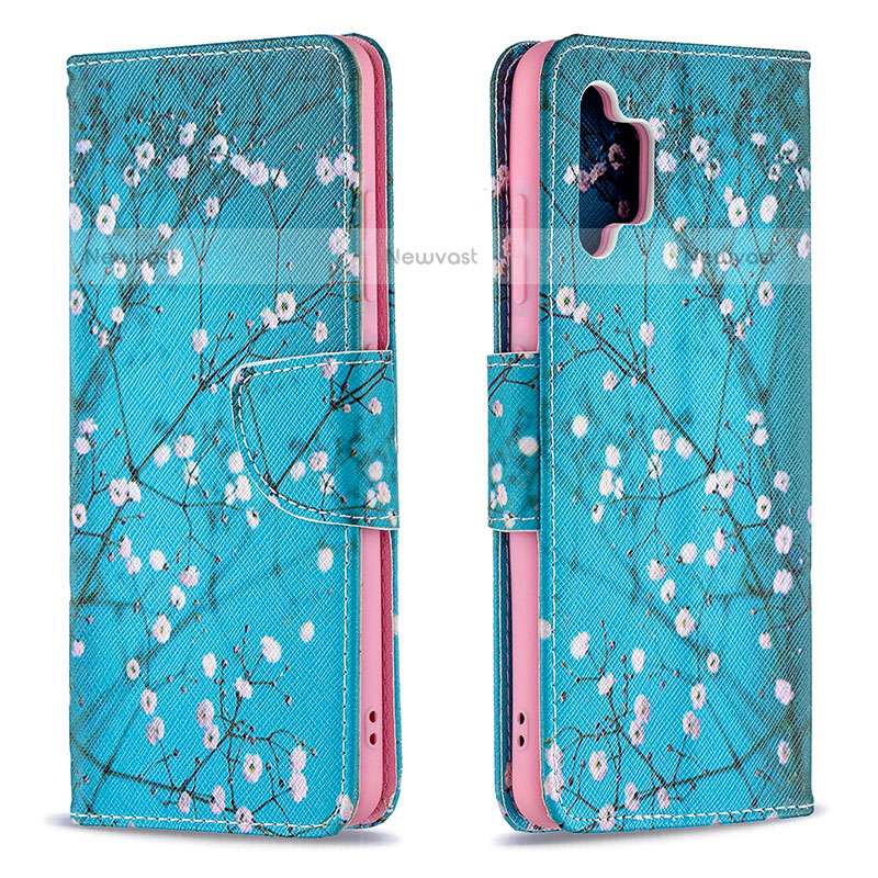 Leather Case Stands Fashionable Pattern Flip Cover Holder B01F for Samsung Galaxy M32 5G