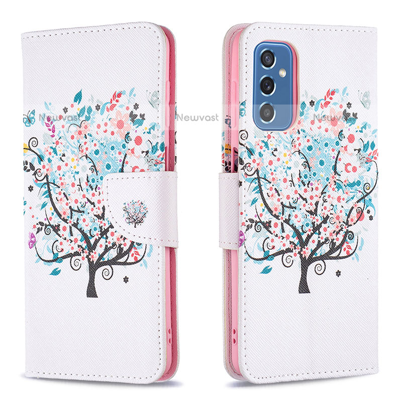 Leather Case Stands Fashionable Pattern Flip Cover Holder B01F for Samsung Galaxy M52 5G