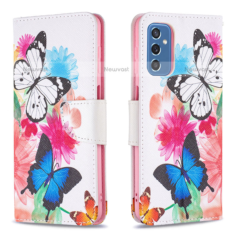 Leather Case Stands Fashionable Pattern Flip Cover Holder B01F for Samsung Galaxy M52 5G Colorful