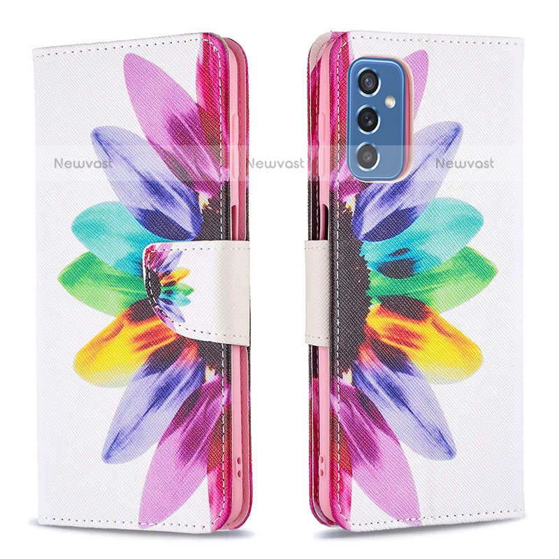 Leather Case Stands Fashionable Pattern Flip Cover Holder B01F for Samsung Galaxy M52 5G Mixed