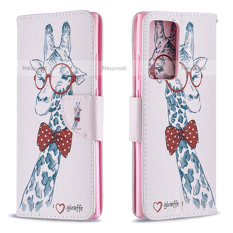 Leather Case Stands Fashionable Pattern Flip Cover Holder B01F for Samsung Galaxy Note 20 Ultra 5G Pink