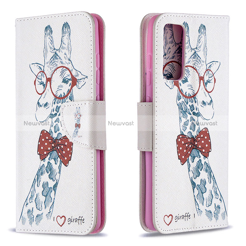 Leather Case Stands Fashionable Pattern Flip Cover Holder B01F for Samsung Galaxy S20 FE (2022) 5G Pink