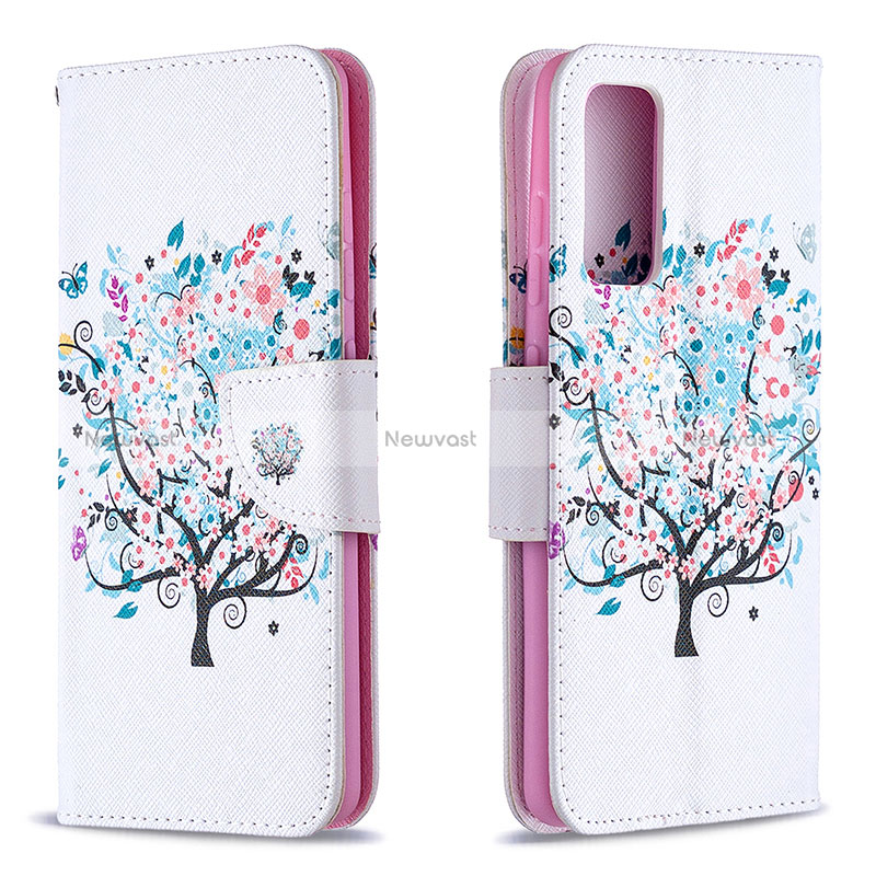 Leather Case Stands Fashionable Pattern Flip Cover Holder B01F for Samsung Galaxy S20 FE (2022) 5G White
