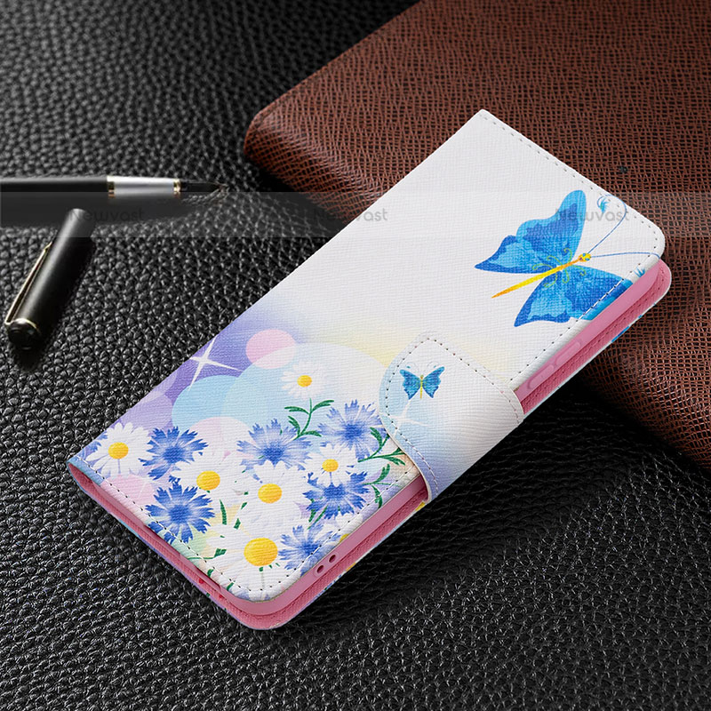 Leather Case Stands Fashionable Pattern Flip Cover Holder B01F for Samsung Galaxy S21 5G Sky Blue