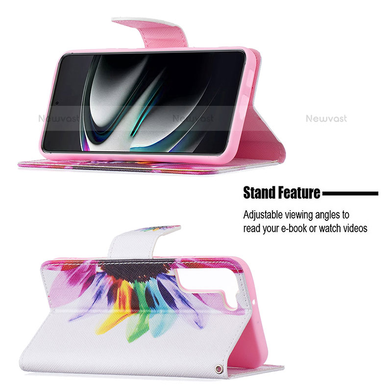 Leather Case Stands Fashionable Pattern Flip Cover Holder B01F for Samsung Galaxy S22 5G