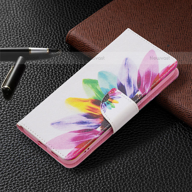 Leather Case Stands Fashionable Pattern Flip Cover Holder B01F for Samsung Galaxy S22 5G Colorful