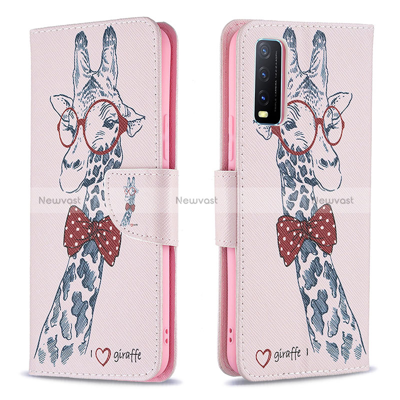 Leather Case Stands Fashionable Pattern Flip Cover Holder B01F for Vivo Y11s