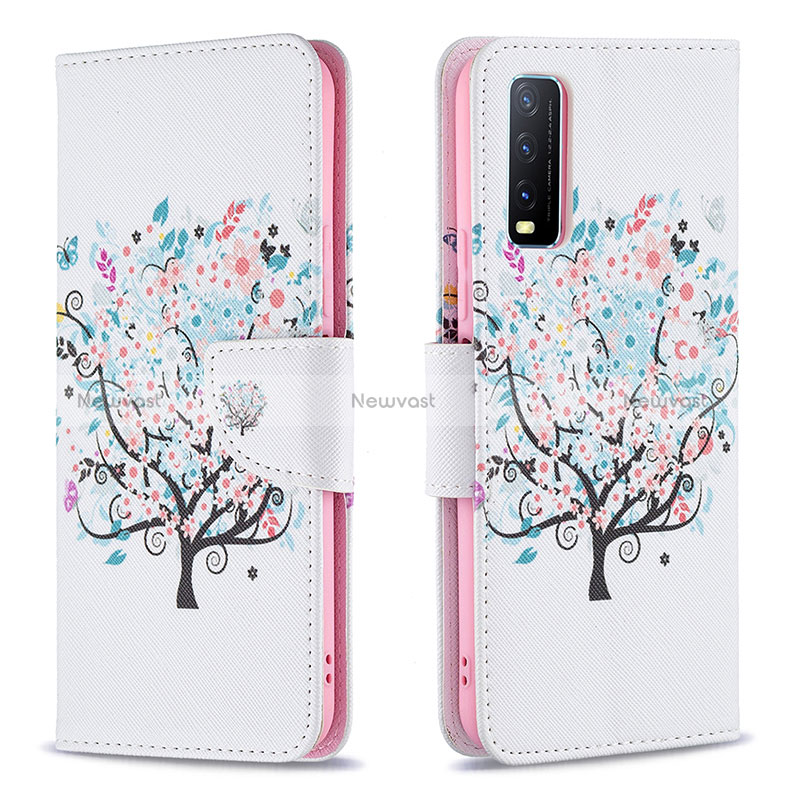 Leather Case Stands Fashionable Pattern Flip Cover Holder B01F for Vivo Y11s