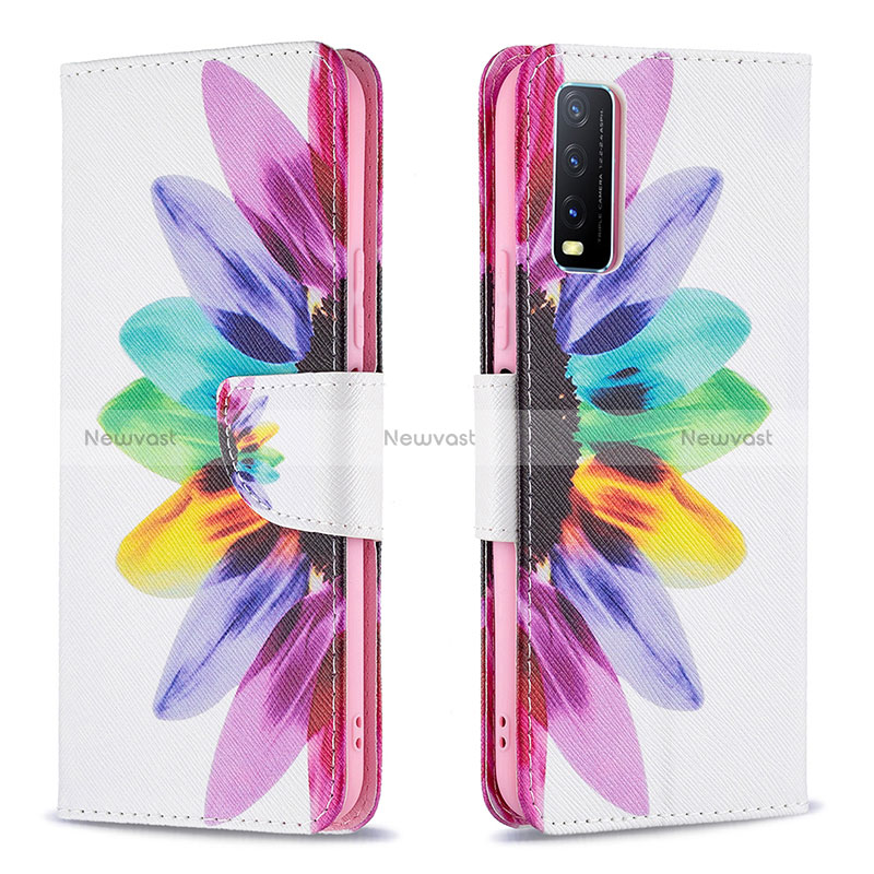Leather Case Stands Fashionable Pattern Flip Cover Holder B01F for Vivo Y11s Mixed