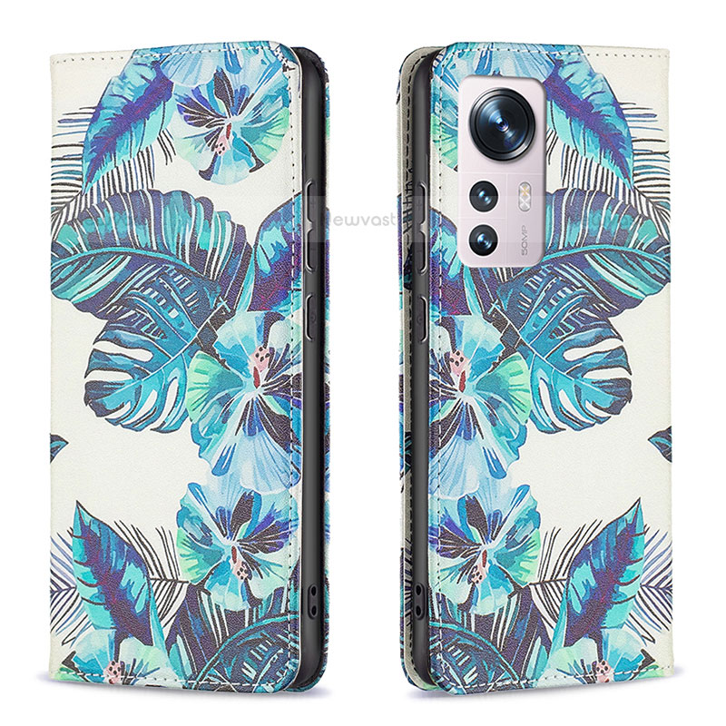 Leather Case Stands Fashionable Pattern Flip Cover Holder B01F for Xiaomi Mi 12 Pro 5G Sky Blue