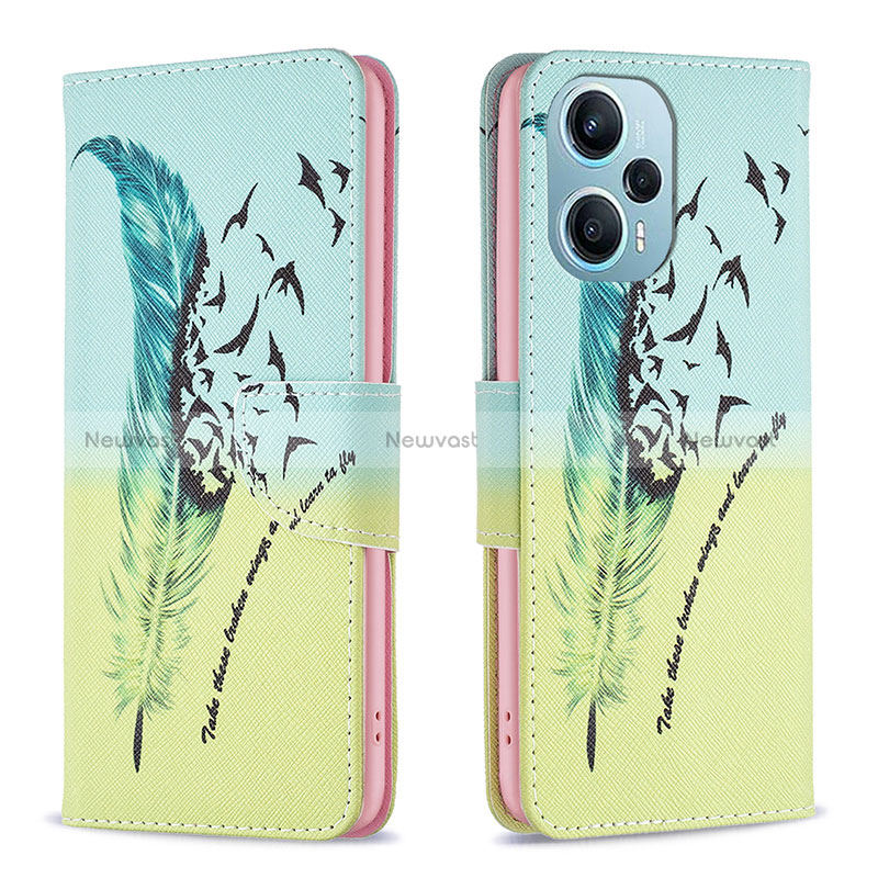 Leather Case Stands Fashionable Pattern Flip Cover Holder B01F for Xiaomi Poco F5 5G