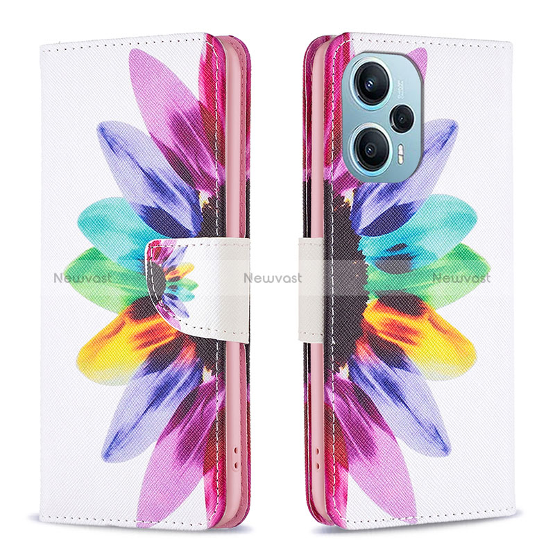 Leather Case Stands Fashionable Pattern Flip Cover Holder B01F for Xiaomi Poco F5 5G