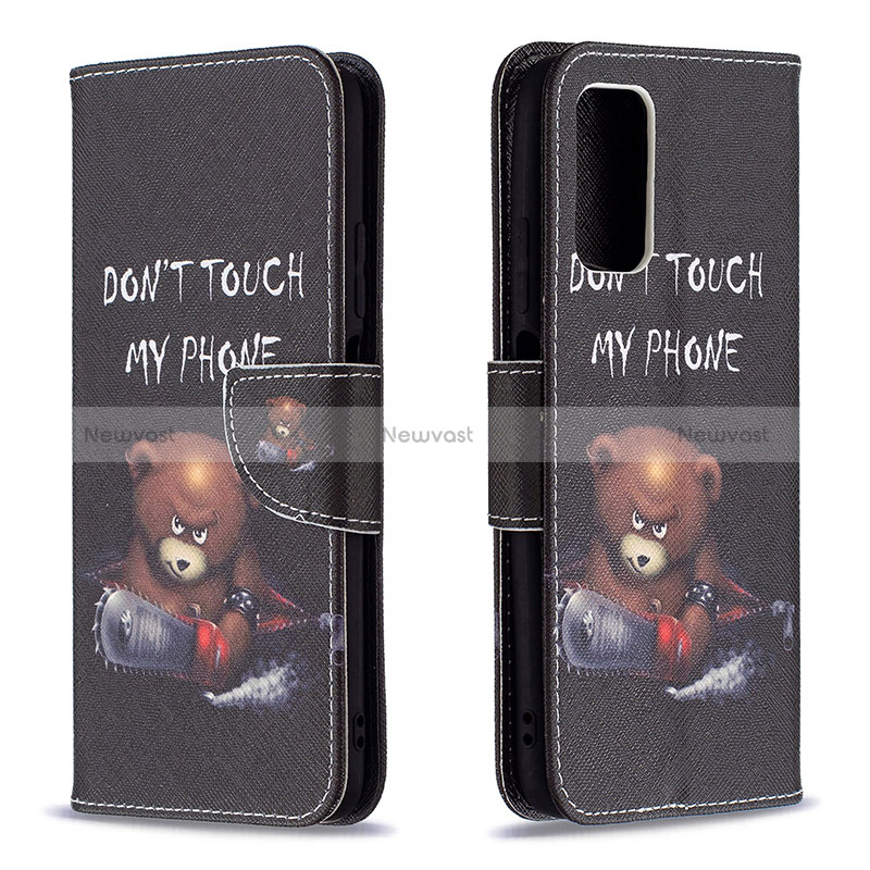 Leather Case Stands Fashionable Pattern Flip Cover Holder B01F for Xiaomi Poco M3