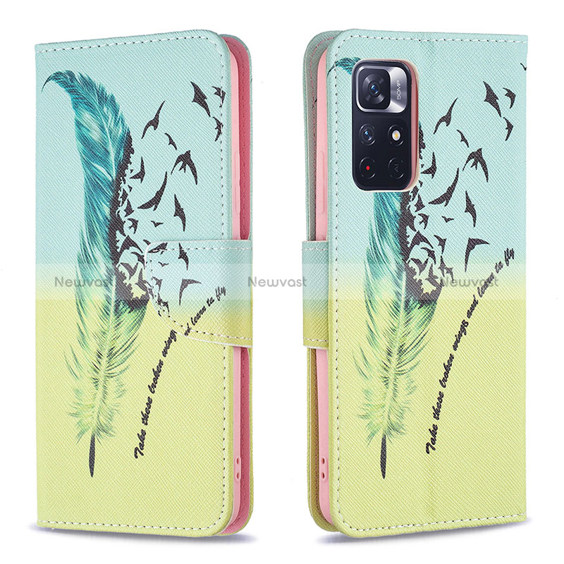 Leather Case Stands Fashionable Pattern Flip Cover Holder B01F for Xiaomi Redmi Note 11S 5G