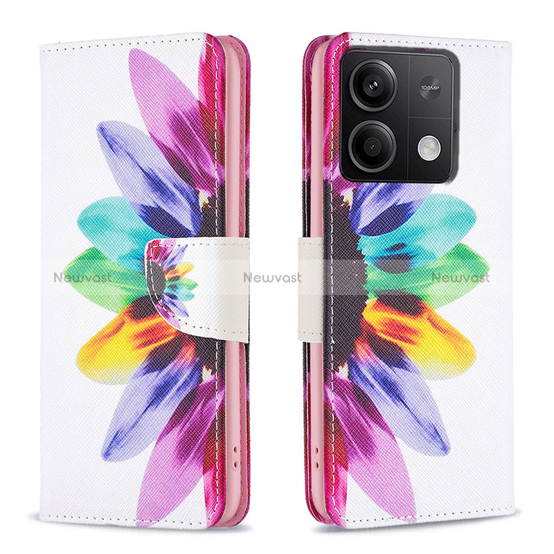 Leather Case Stands Fashionable Pattern Flip Cover Holder B01F for Xiaomi Redmi Note 13 5G