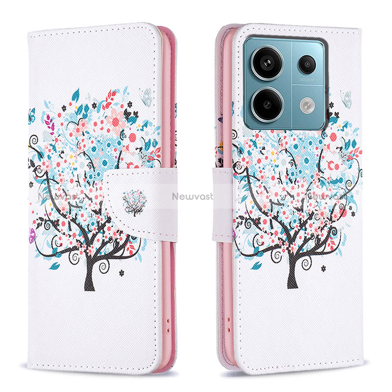 Leather Case Stands Fashionable Pattern Flip Cover Holder B01F for Xiaomi Redmi Note 13 Pro 5G