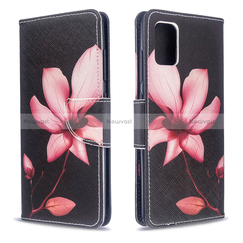 Leather Case Stands Fashionable Pattern Flip Cover Holder B03F for Samsung Galaxy A51 5G Red