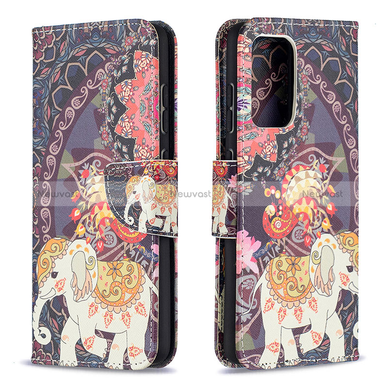 Leather Case Stands Fashionable Pattern Flip Cover Holder B03F for Samsung Galaxy A52 5G