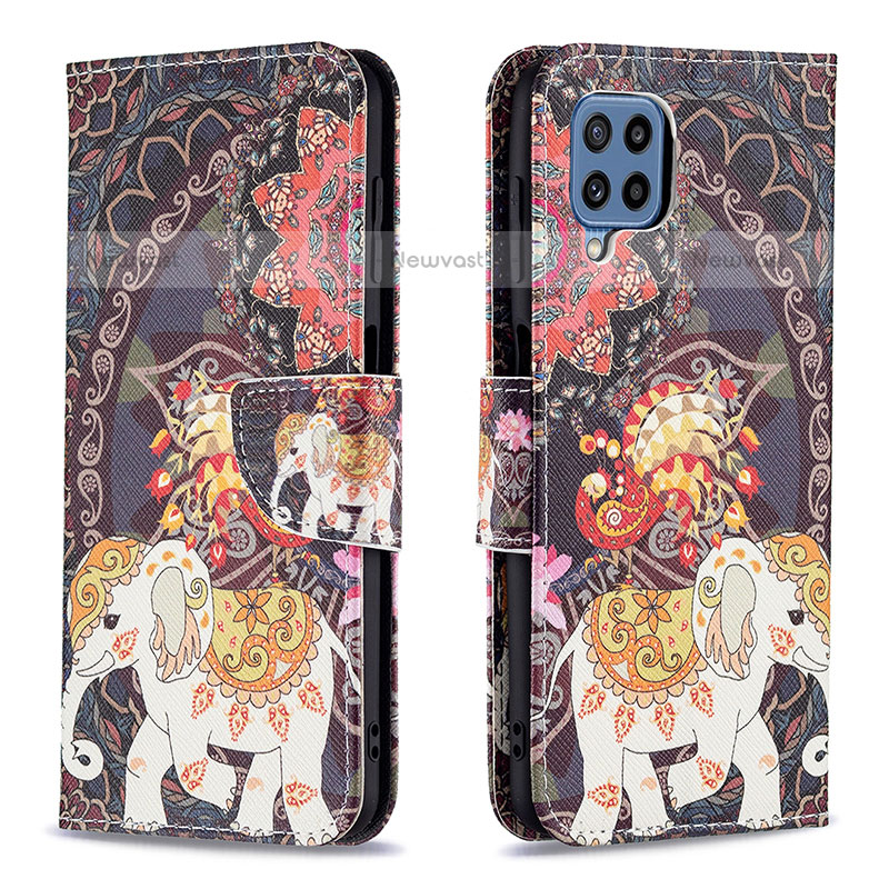 Leather Case Stands Fashionable Pattern Flip Cover Holder B03F for Samsung Galaxy M32 4G