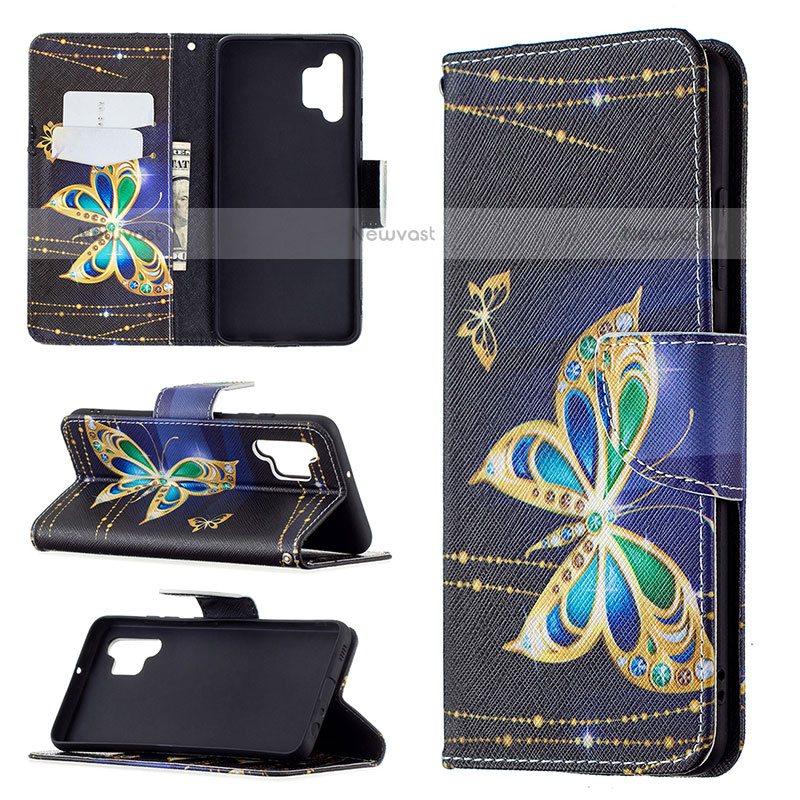 Leather Case Stands Fashionable Pattern Flip Cover Holder B03F for Samsung Galaxy M32 5G