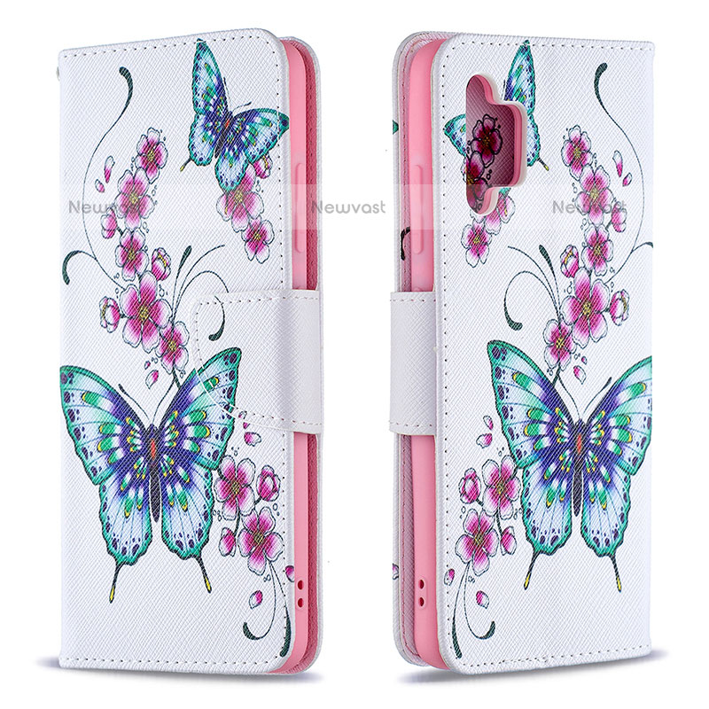 Leather Case Stands Fashionable Pattern Flip Cover Holder B03F for Samsung Galaxy M32 5G