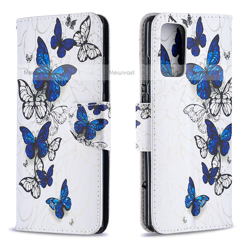 Leather Case Stands Fashionable Pattern Flip Cover Holder B03F for Samsung Galaxy Note 20 5G Blue