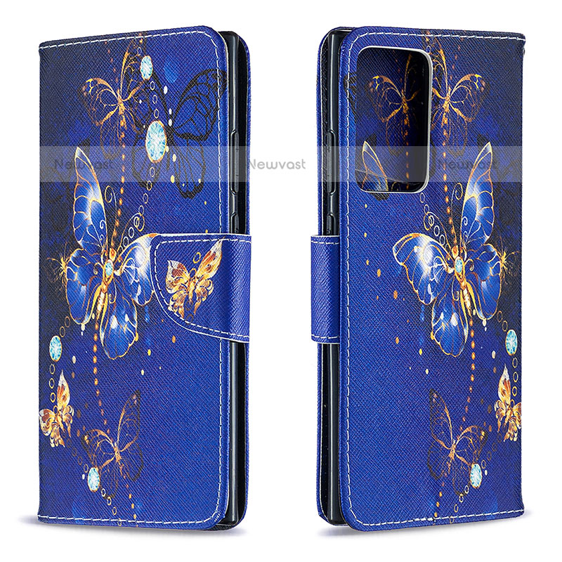 Leather Case Stands Fashionable Pattern Flip Cover Holder B03F for Samsung Galaxy Note 20 Ultra 5G Navy Blue