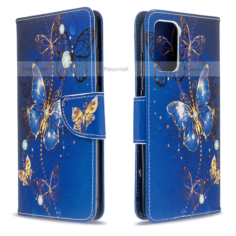 Leather Case Stands Fashionable Pattern Flip Cover Holder B03F for Samsung Galaxy S20 5G Navy Blue