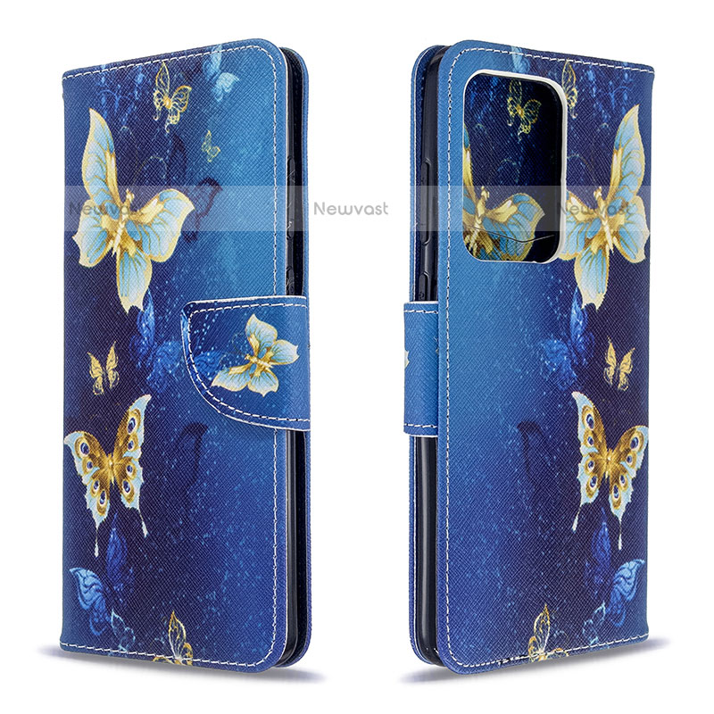 Leather Case Stands Fashionable Pattern Flip Cover Holder B03F for Samsung Galaxy S20 Plus 5G Sky Blue