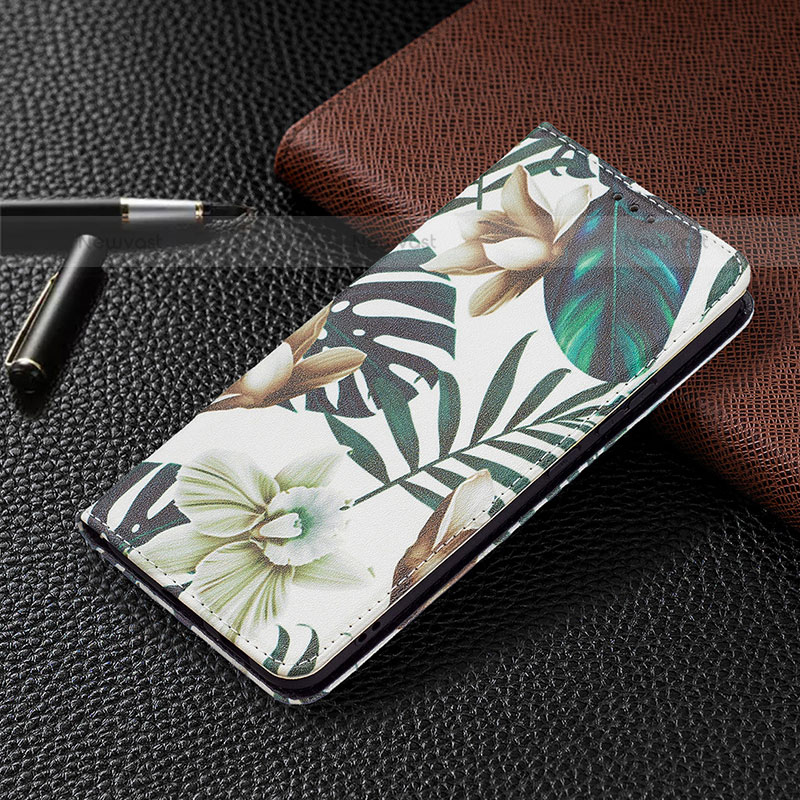 Leather Case Stands Fashionable Pattern Flip Cover Holder B03F for Samsung Galaxy S21 Plus 5G Green