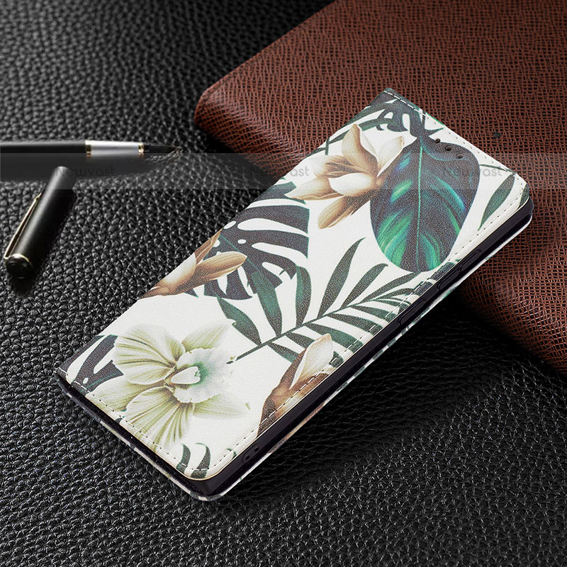 Leather Case Stands Fashionable Pattern Flip Cover Holder B03F for Samsung Galaxy S21 Ultra 5G Matcha Green
