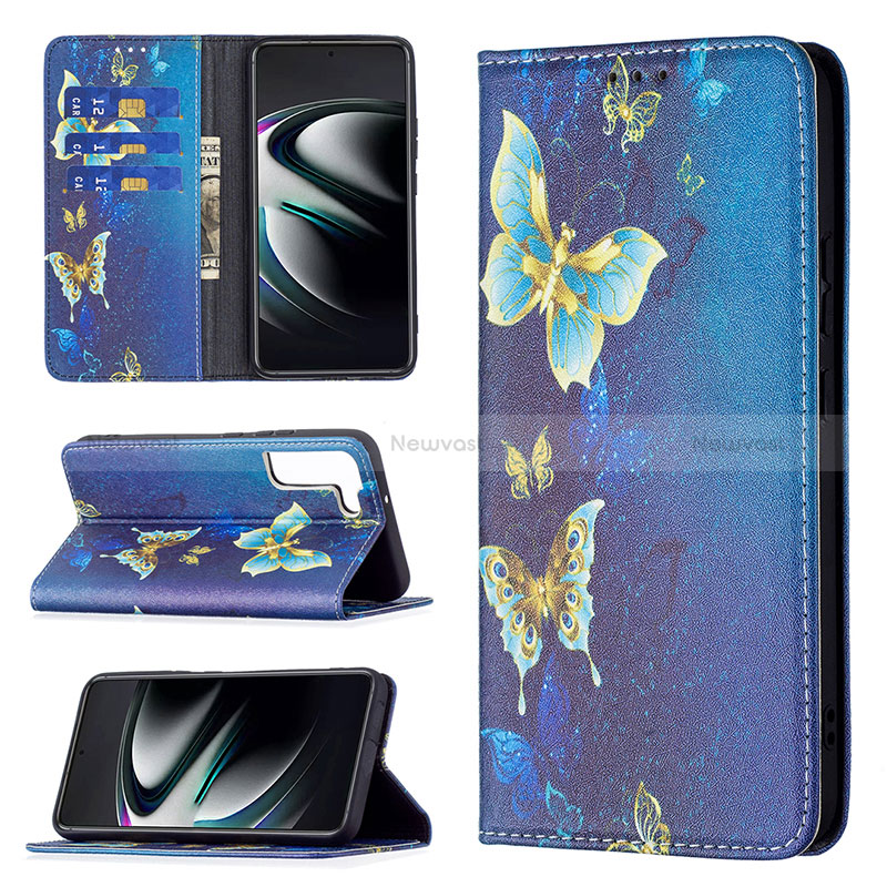 Leather Case Stands Fashionable Pattern Flip Cover Holder B03F for Samsung Galaxy S22 Plus 5G