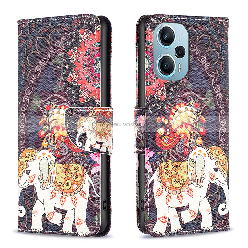 Leather Case Stands Fashionable Pattern Flip Cover Holder B03F for Xiaomi Poco F5 5G