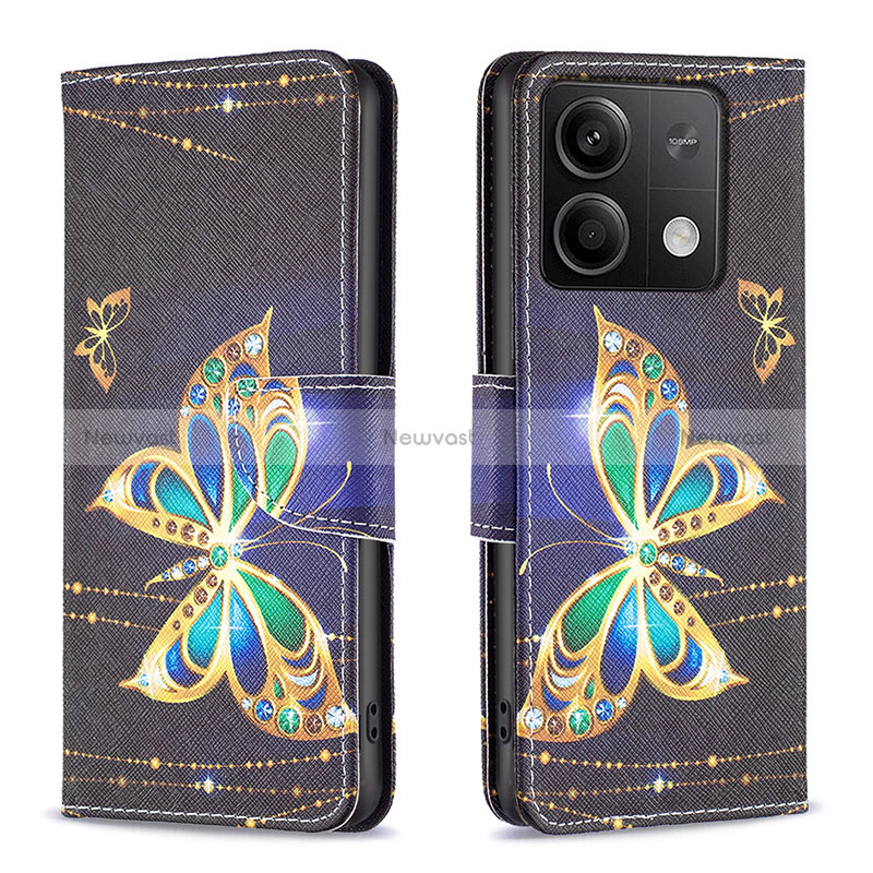 Leather Case Stands Fashionable Pattern Flip Cover Holder B03F for Xiaomi Redmi Note 13 5G
