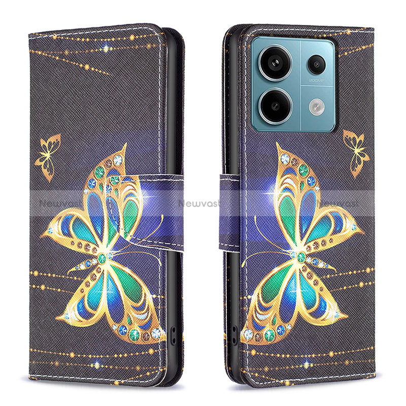 Leather Case Stands Fashionable Pattern Flip Cover Holder B03F for Xiaomi Redmi Note 13 Pro 5G