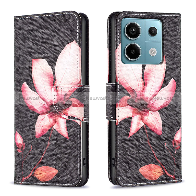 Leather Case Stands Fashionable Pattern Flip Cover Holder B03F for Xiaomi Redmi Note 13 Pro 5G