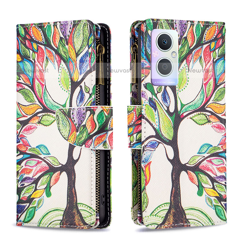 Leather Case Stands Fashionable Pattern Flip Cover Holder B04F for OnePlus Nord N20 5G Green