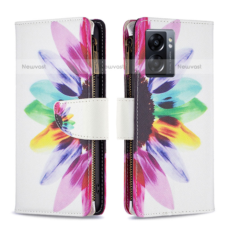 Leather Case Stands Fashionable Pattern Flip Cover Holder B04F for OnePlus Nord N300 5G Mixed