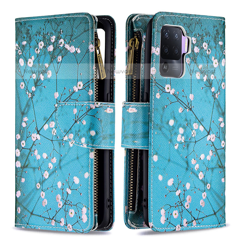 Leather Case Stands Fashionable Pattern Flip Cover Holder B04F for Oppo A94 4G