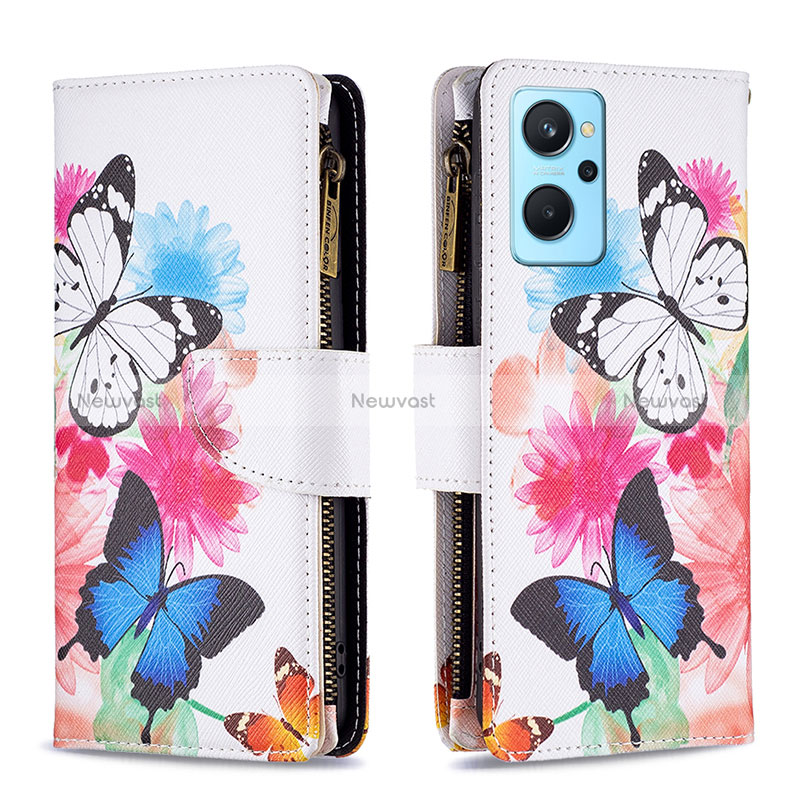 Leather Case Stands Fashionable Pattern Flip Cover Holder B04F for Oppo A96 4G