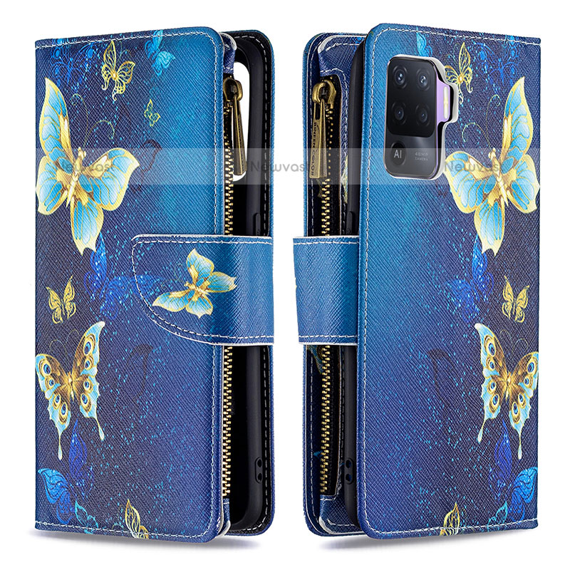 Leather Case Stands Fashionable Pattern Flip Cover Holder B04F for Oppo F19 Pro