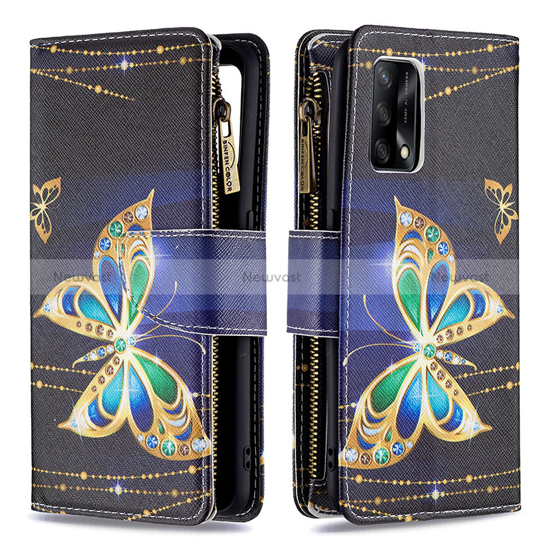 Leather Case Stands Fashionable Pattern Flip Cover Holder B04F for Oppo F19s
