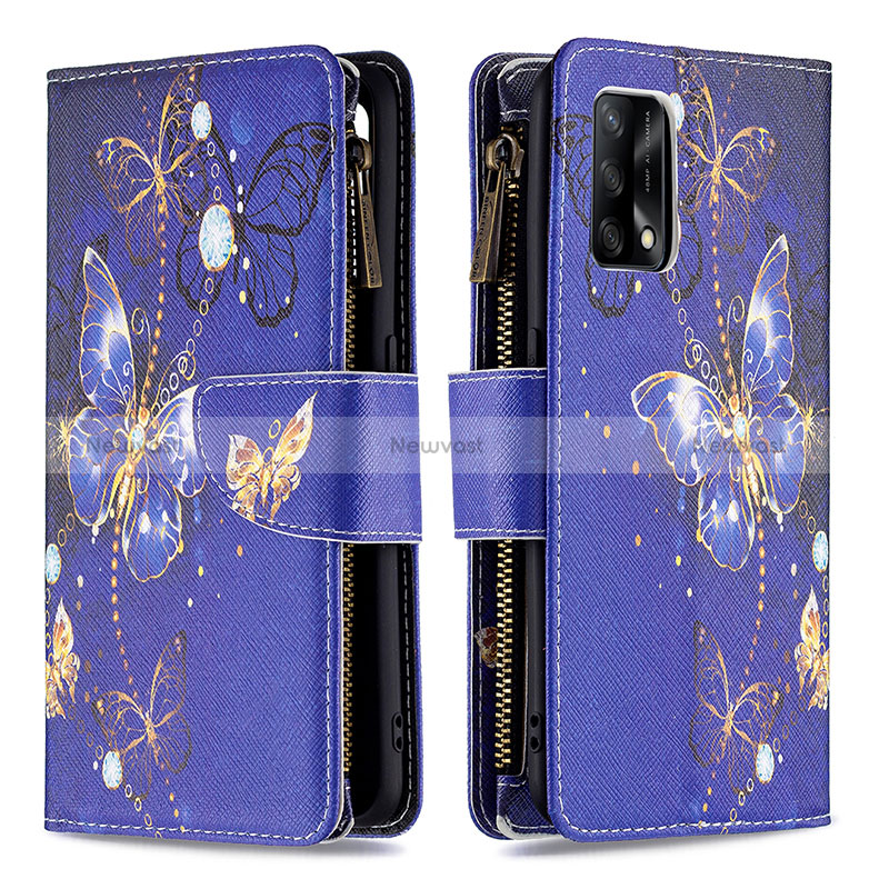 Leather Case Stands Fashionable Pattern Flip Cover Holder B04F for Oppo F19s