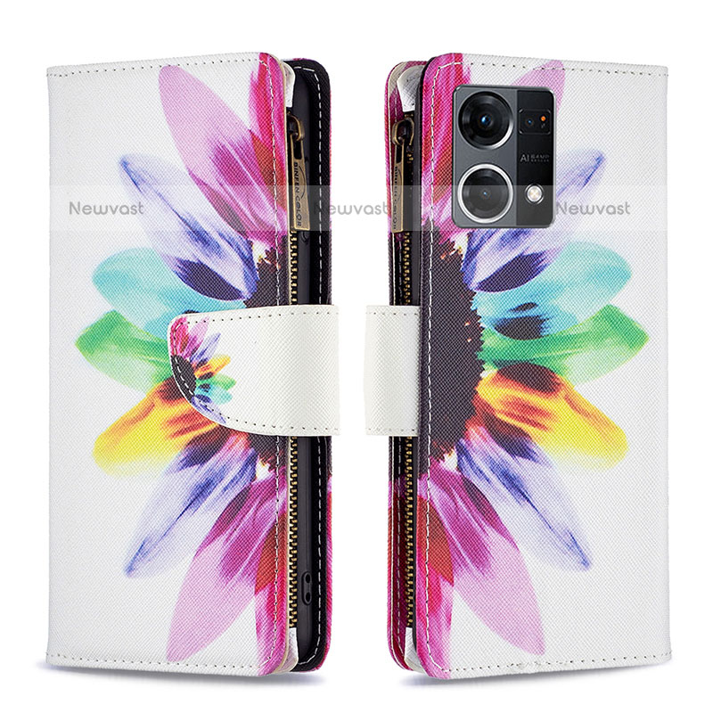 Leather Case Stands Fashionable Pattern Flip Cover Holder B04F for Oppo F21s Pro 4G