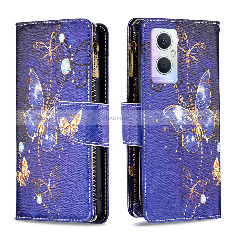 Leather Case Stands Fashionable Pattern Flip Cover Holder B04F for Oppo Reno7 Lite 5G