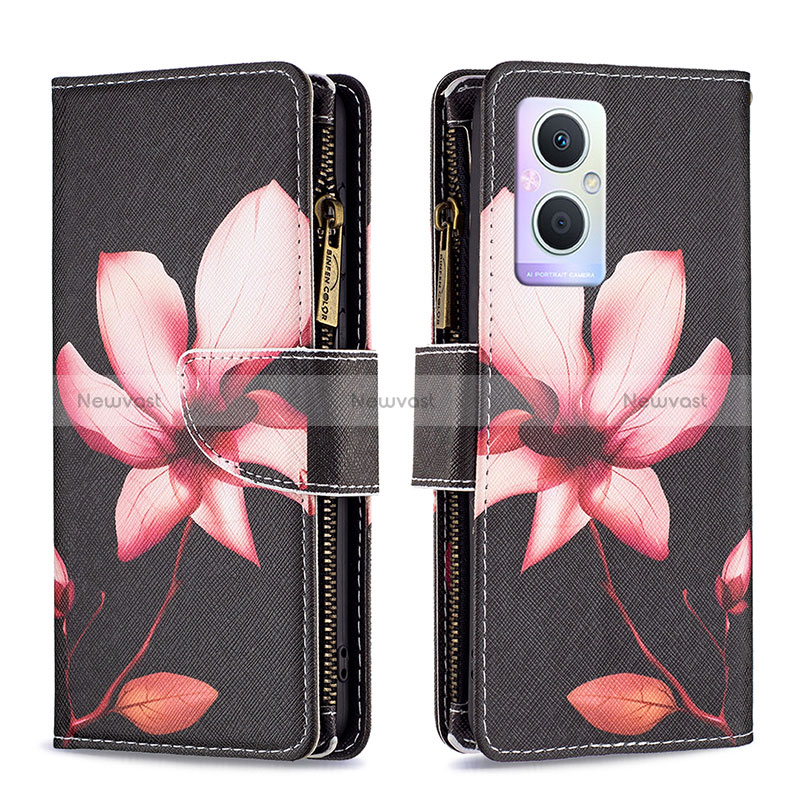 Leather Case Stands Fashionable Pattern Flip Cover Holder B04F for Oppo Reno8 Lite 5G